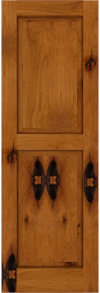 Custom Knotty Alder Raised Panel Shutters | Estate Millwork Product Image