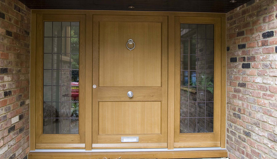 Elegant cedar wooden exterior front door