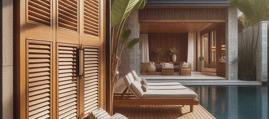 Poolside Chic: Elevating Your Pool House with Louvered Wood